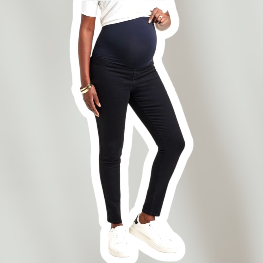 Isabel Maternity Black Skinny Legging Jeans Full Panel Size 8